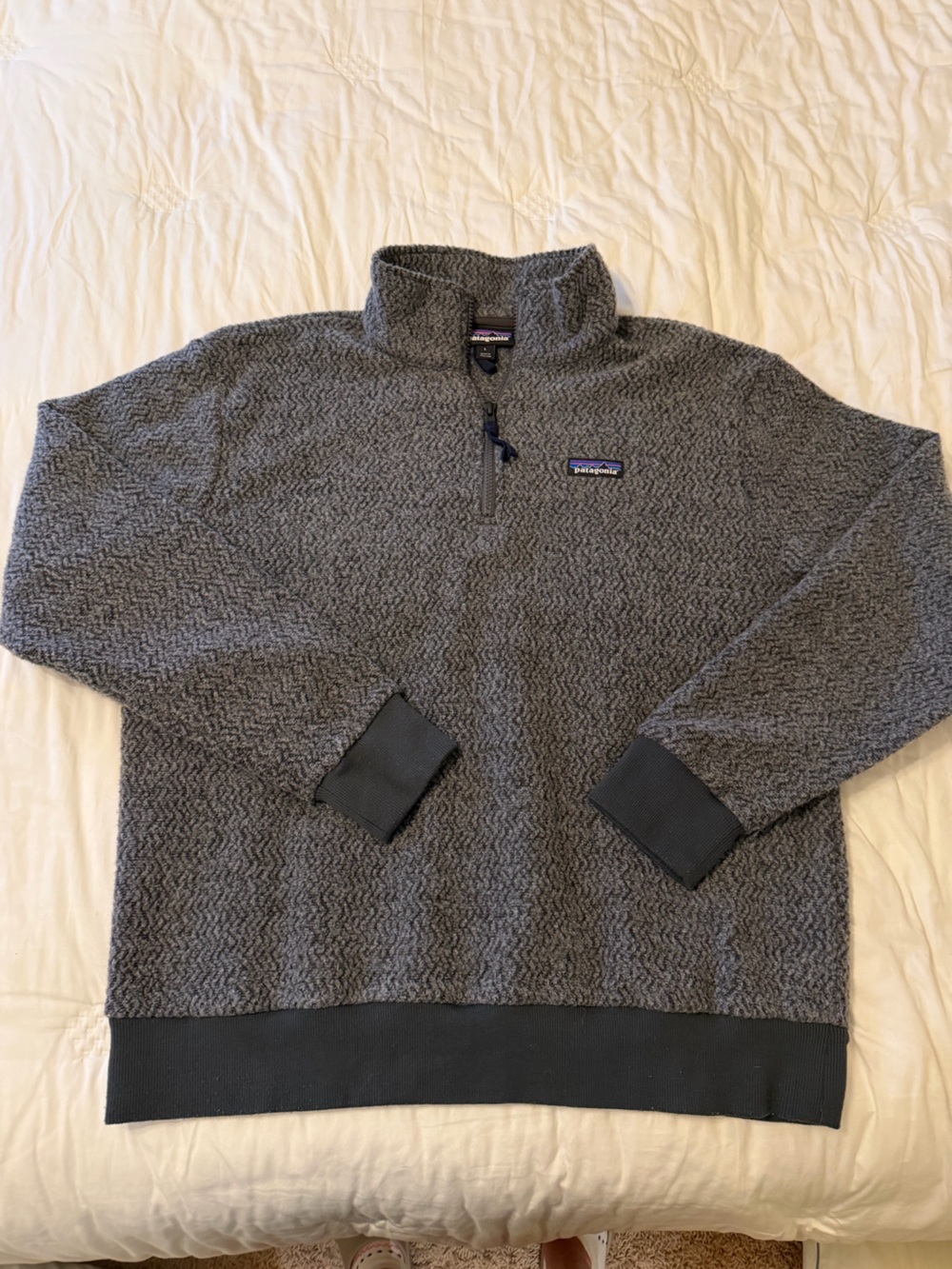 Men’s PATAGONIA Woolyester Fleece 1/4 Zip Pullover in Forge Grey size L